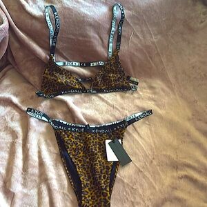 Kendall & Kylie leopard print string bikini. Large